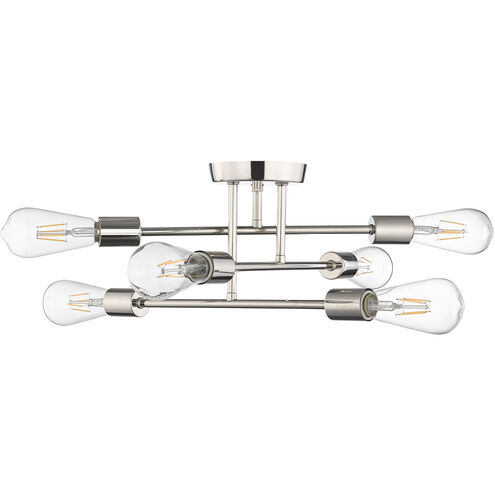 Decco 6 Light 16.75 inch Polished Nickel Indoor Semi-Flush Ceiling Light